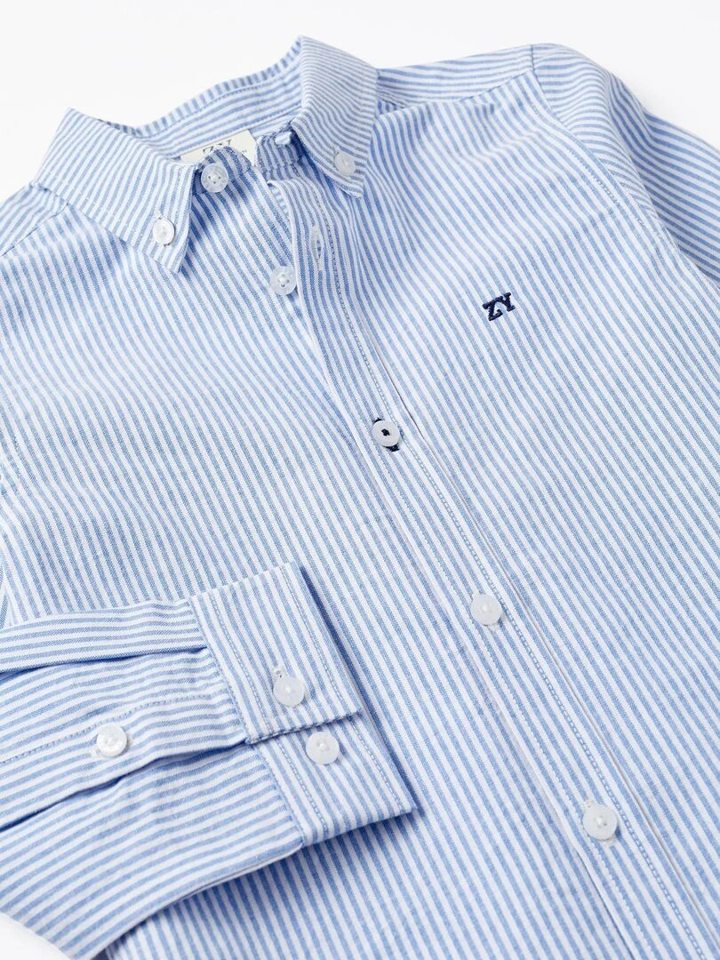 Chemise en Coton à Rayures pour Garçon 'ZY' manches longues ROYALS OFF DUTY   Bleu clair