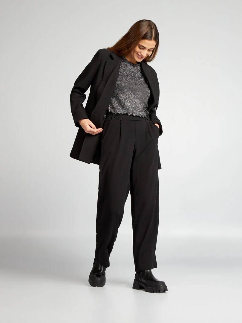 Pantalon large à taille haute   noir
