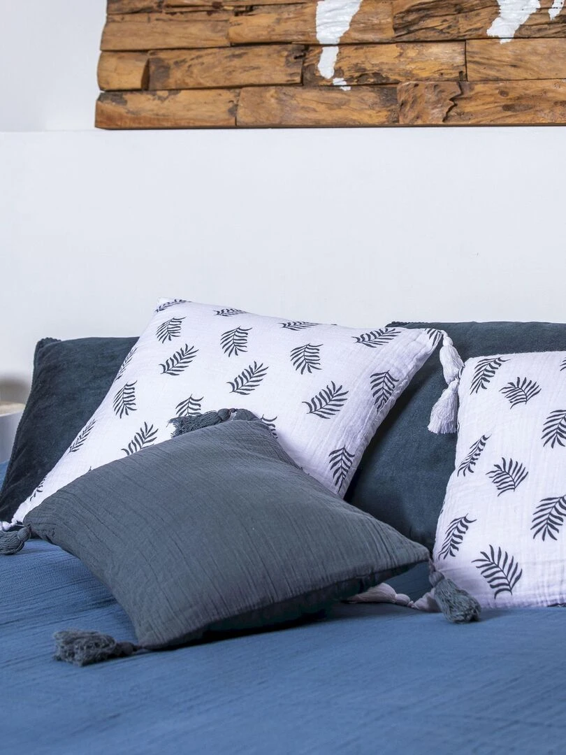 Coussin en double gaze de coton 'Deko&co'   Gris foncé