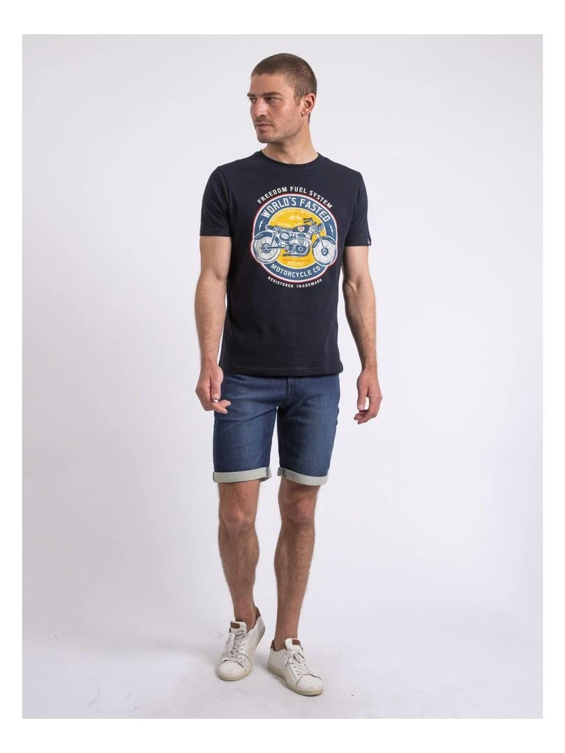 T shirt col rond NOUCAS   Bleu marine