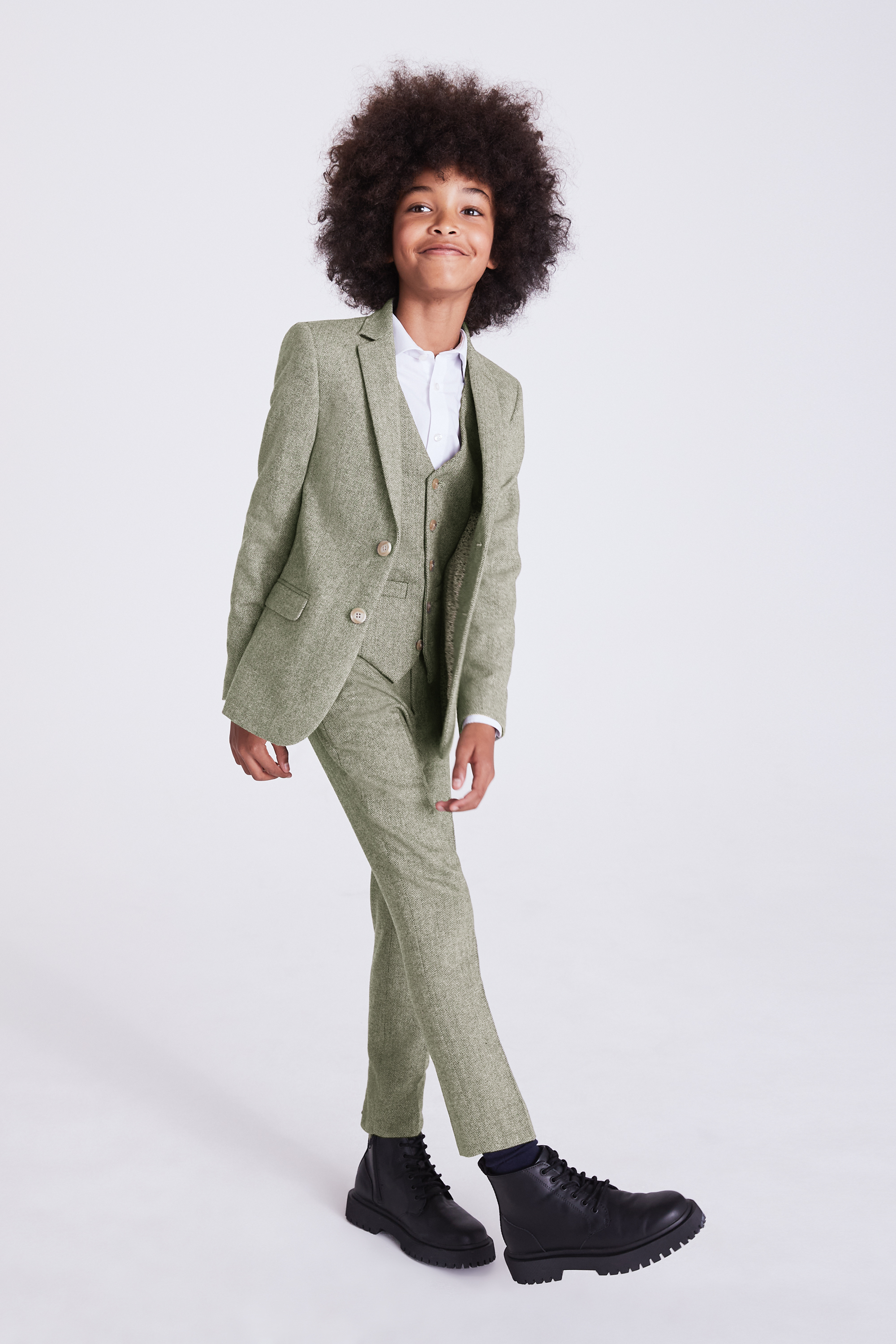 Boys Sage Herringbone Tweed Jacket Buy Online at Moss