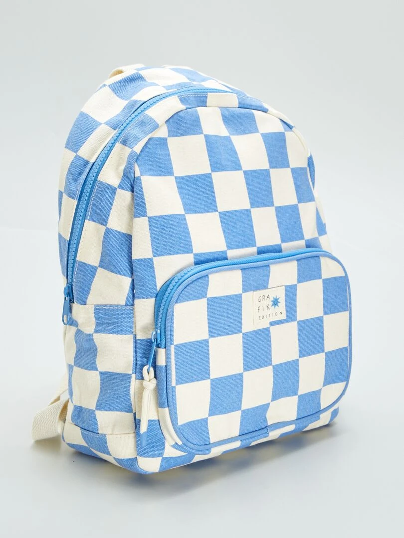 Sac à dos imprimé damier Bleu