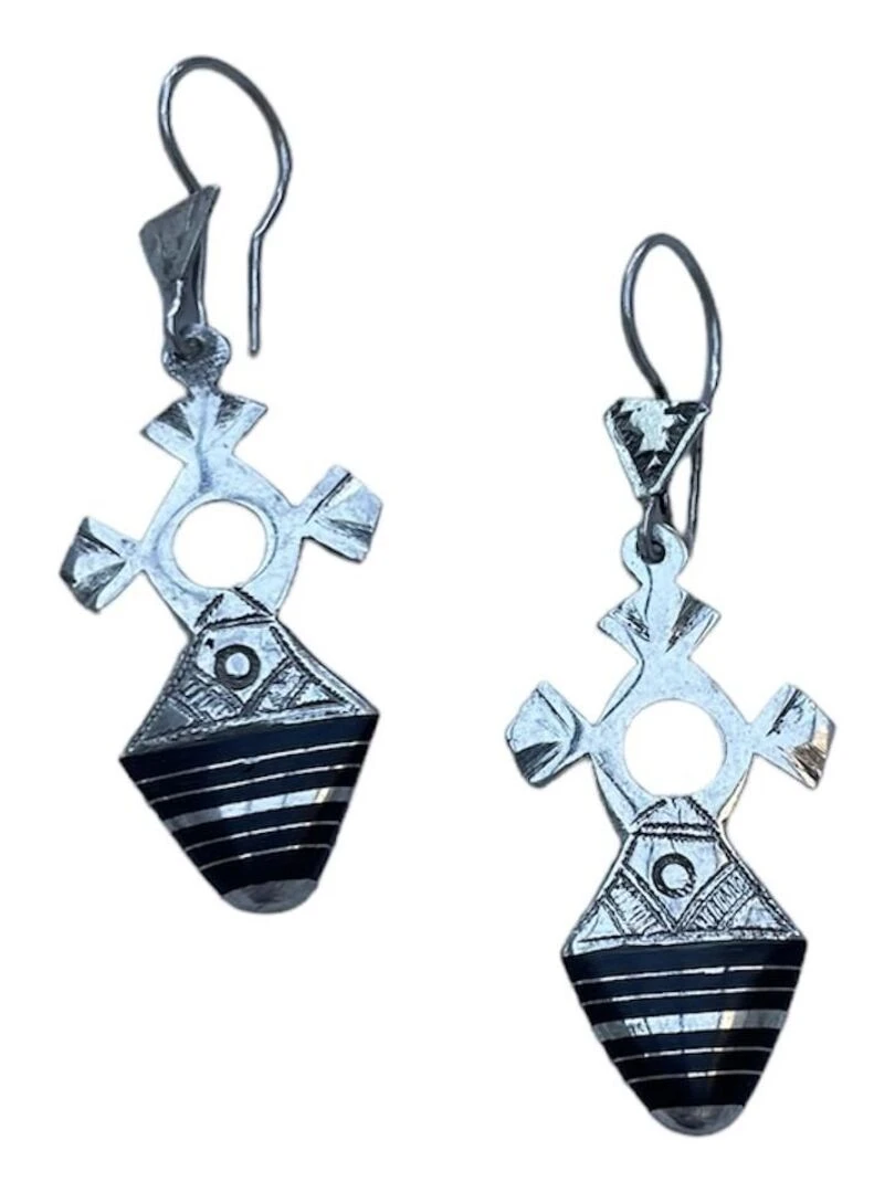 Boucles oreille touareg croix du niger tillya Argent