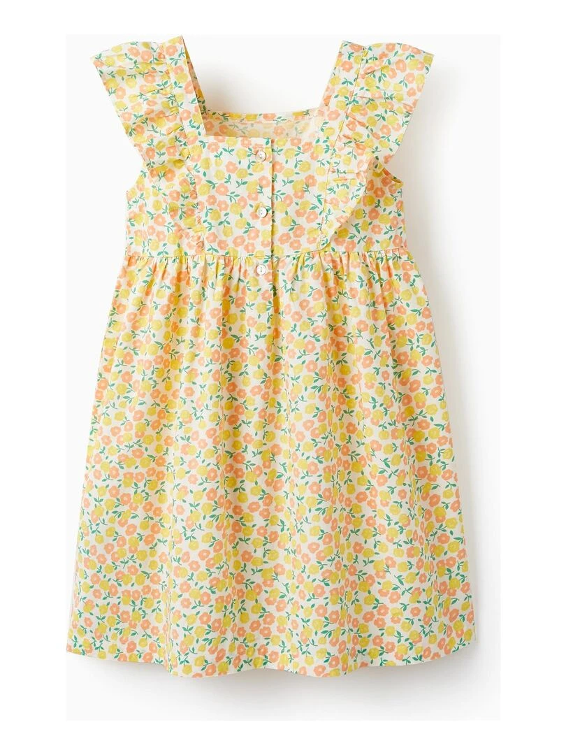 Robe Florale en Coton pour Fille manches courtes LETS PARTY Orange clair