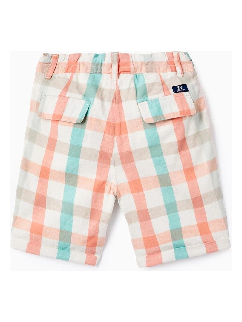 Shorts En Coton À Carreaux Pour Garçon Blanc