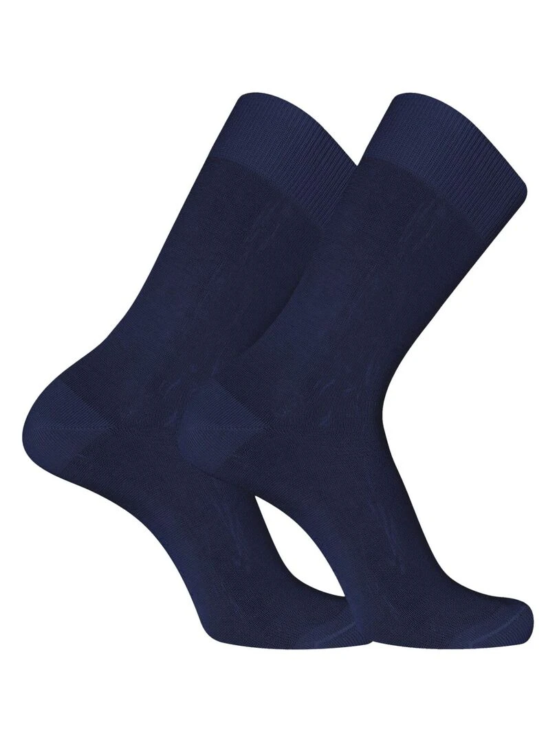 Lot de 2 Paires de chaussettes de ville en Fil d'Ecosse modèle 0110 Pierrecardin   Bleu