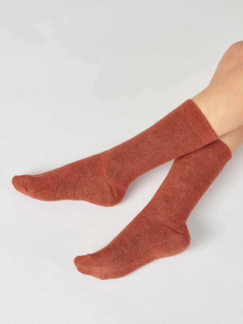 Chaussettes maille jersey bouclette Thermolactyl Damart Orange