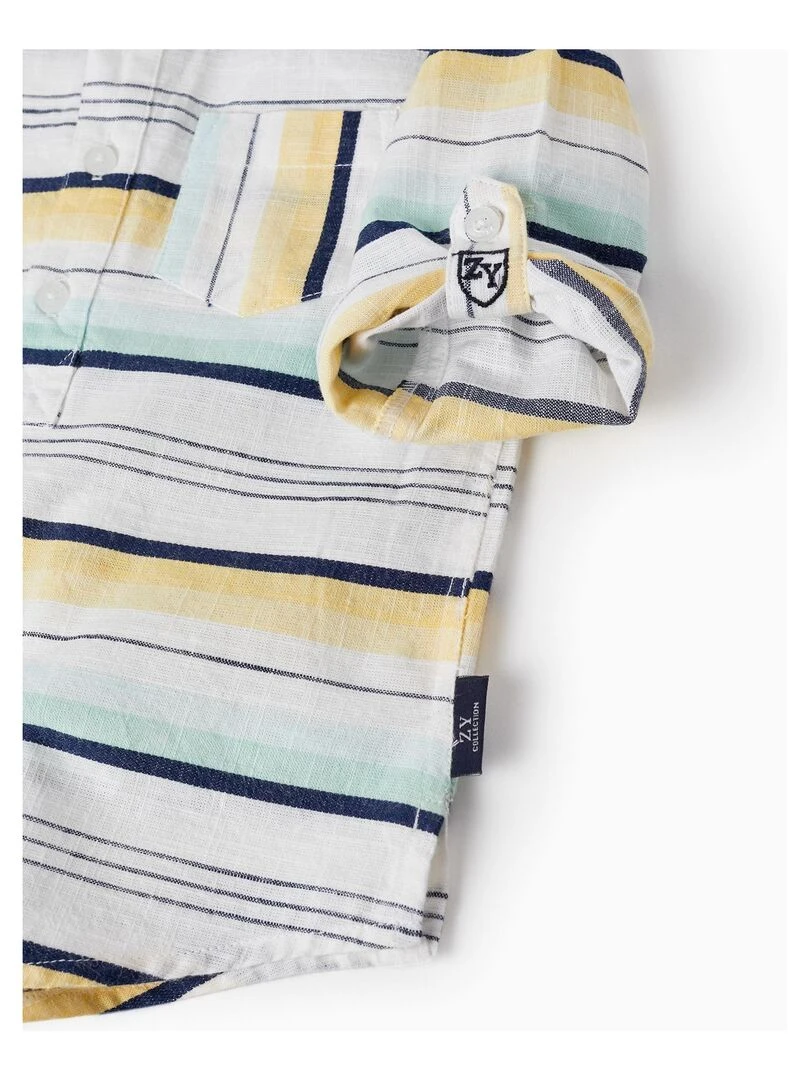Chemise en coton à rayures pour bébé garçon manches longues CÉRÉMONIE   Jaune foncé