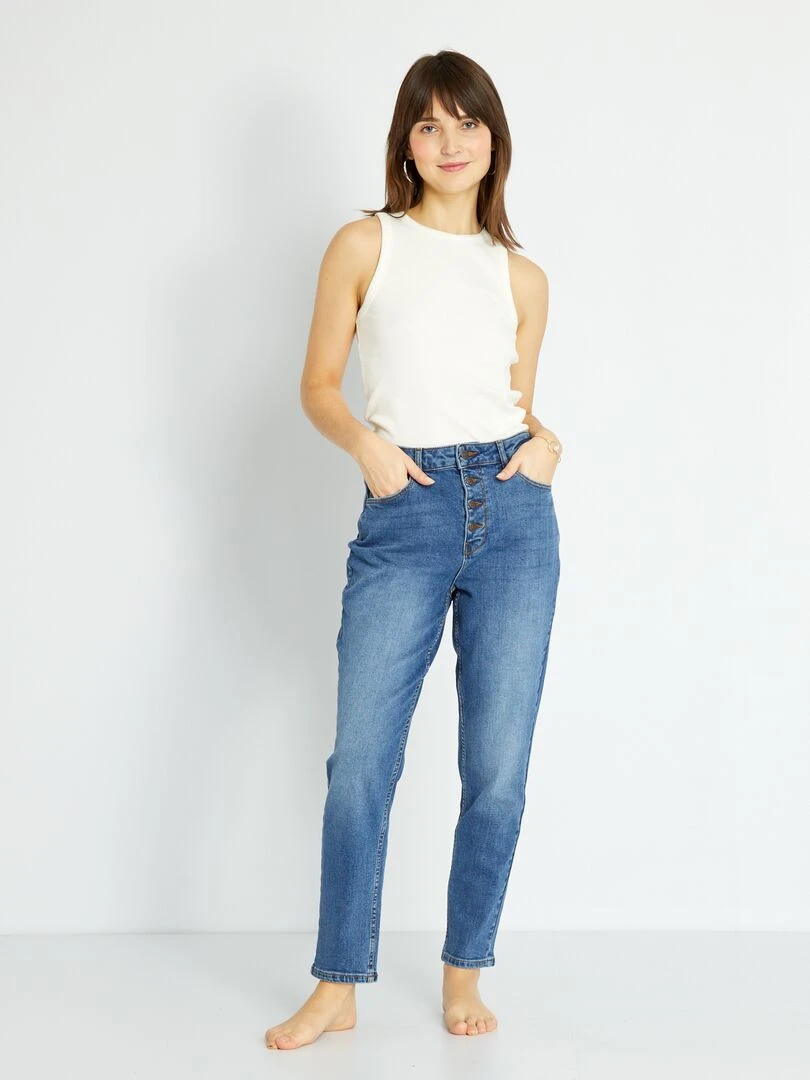 Jean mom à taille très haute L32 Stone