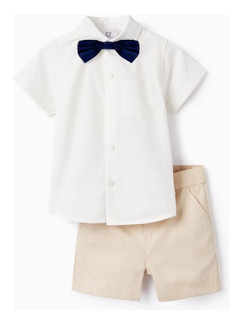 Chemise + Noeud + Short pour Bébé Garçon Blanc