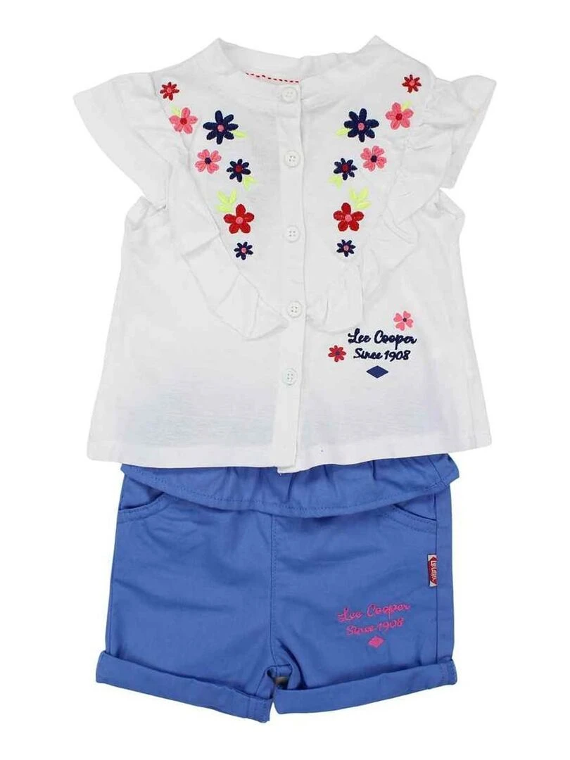 Lee Cooper Ensemble T shirt short bébé fille Imprimé Logo Bleu