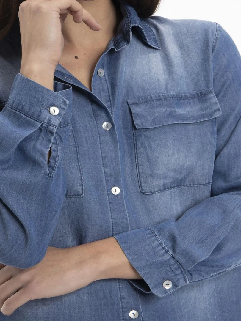 Chemise col italien CHANY   Gérard Pasquier   Bleu