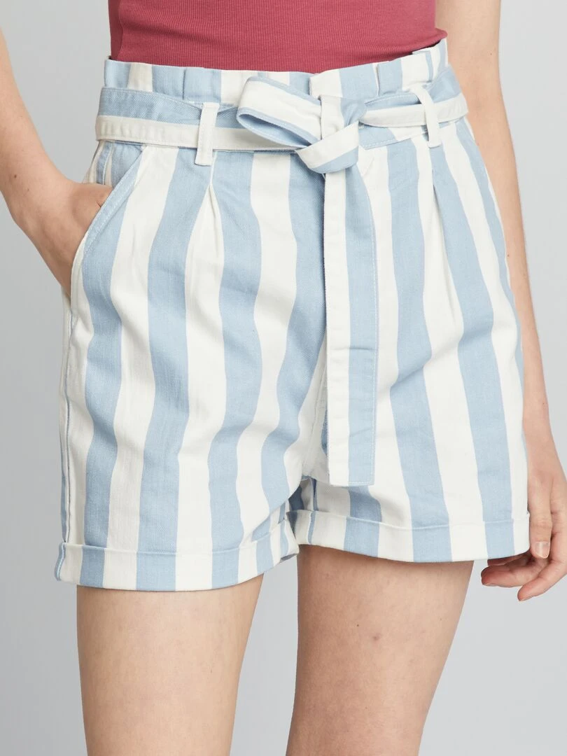 Short en twill Bleu rayé
