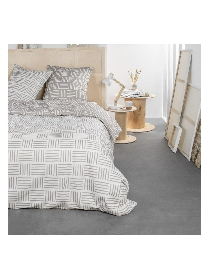 Parure de lit 2 personnes imprimé 'SUNSHINE ABIGA' 'TODAY' Beige