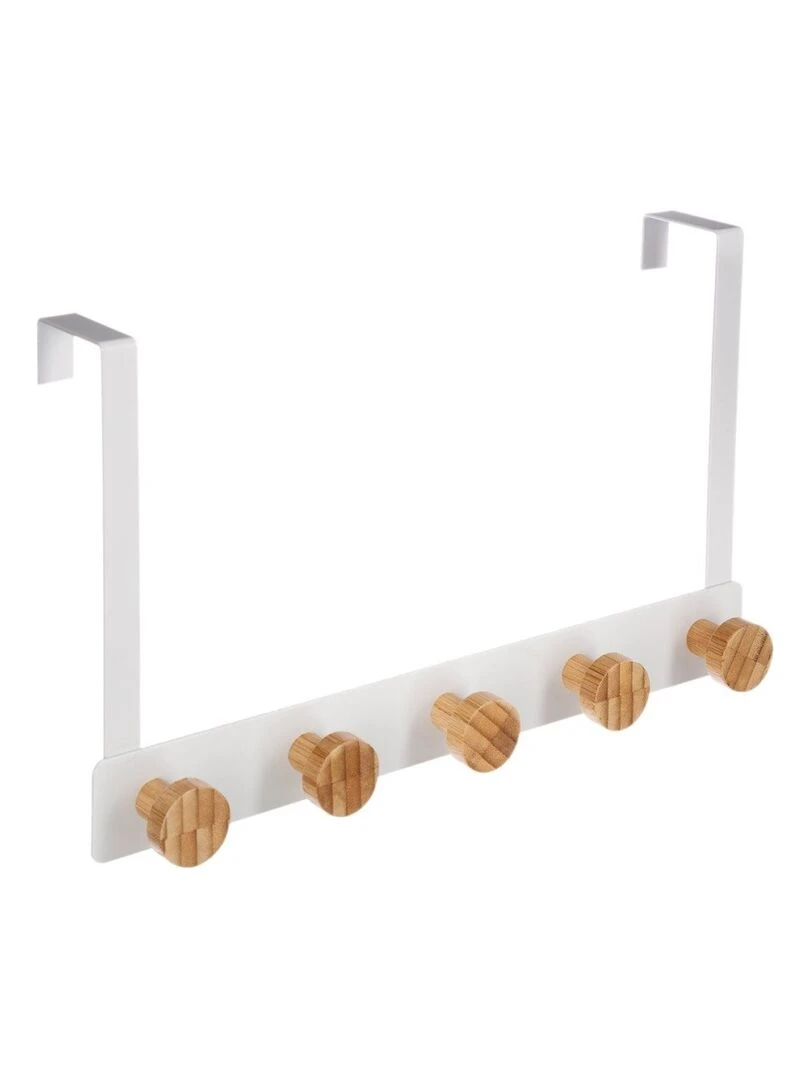 Patère métal bambou 5 têtes pour porte blanc Blanc