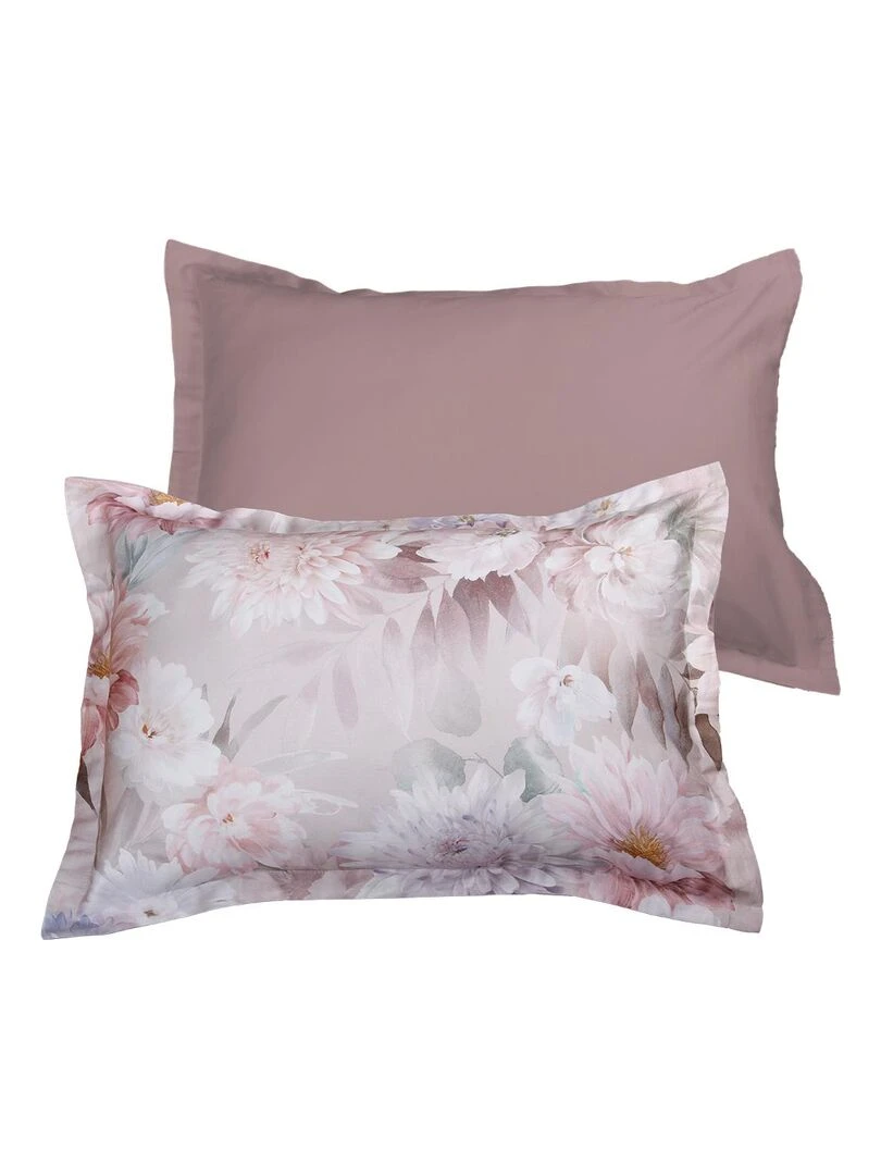 Lot de 2 Taies d'oreiller 50x70 cm satin de coton   Gris Rose clair