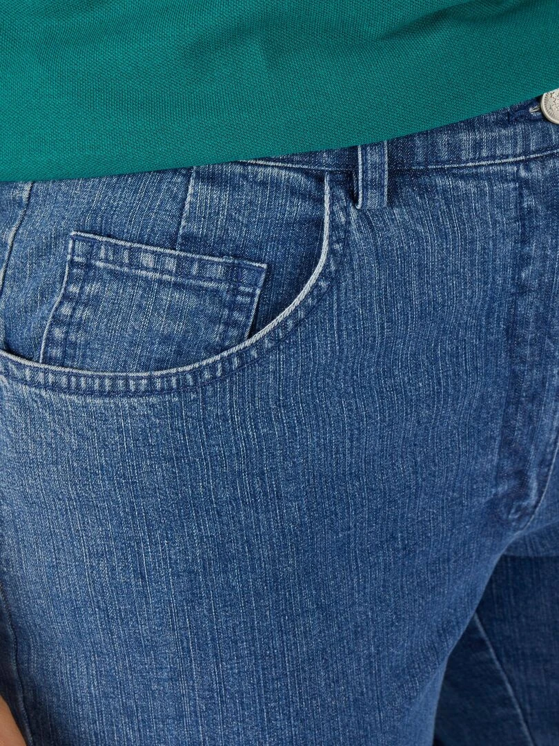 Pantacourt jean extensible 5 poches.   Damart   Bleu foncé