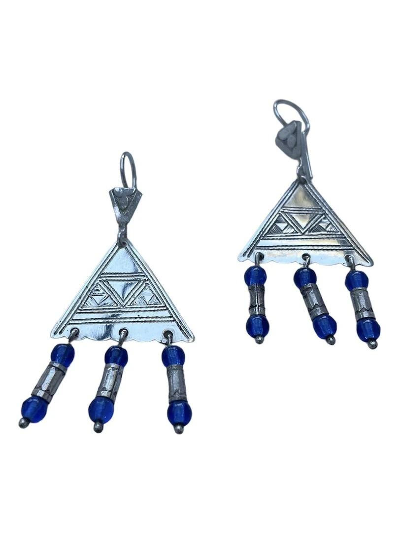 Boucles d'oreilles touareg triangle Bleu