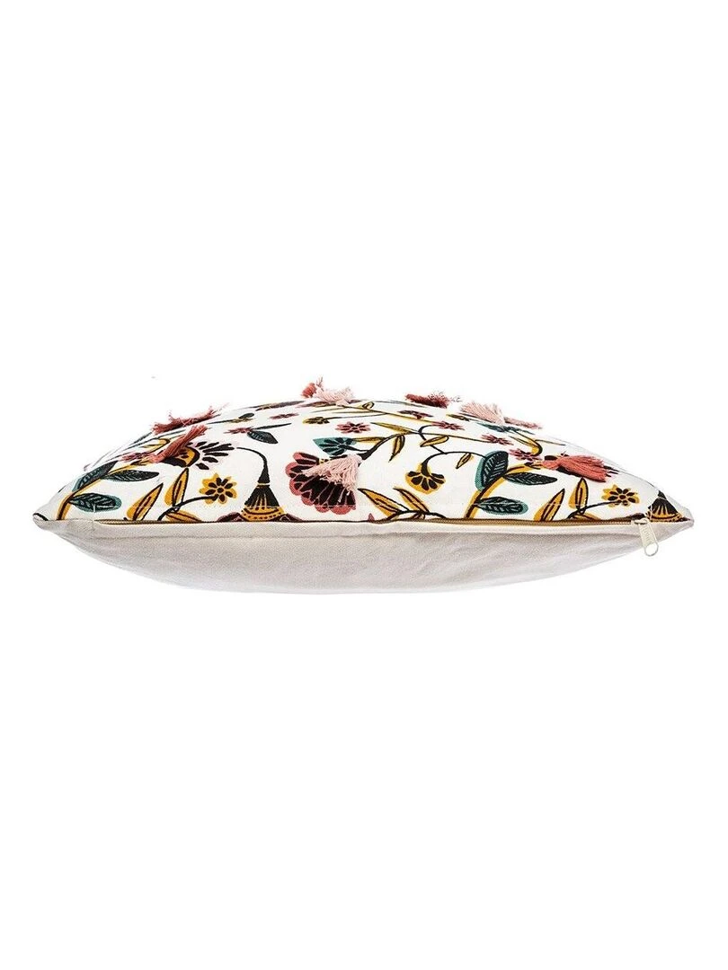 Housse de coussin 40x40 Gypsy pompon   Blanc