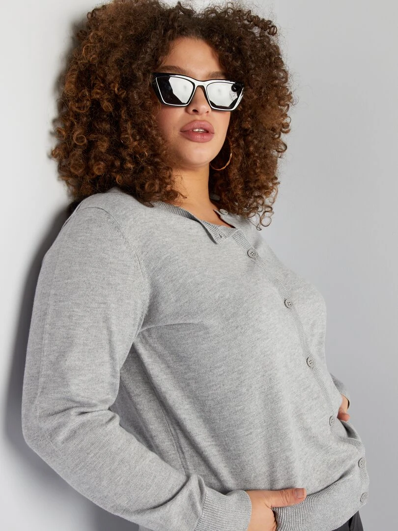 Gilet en maille fine   Gris