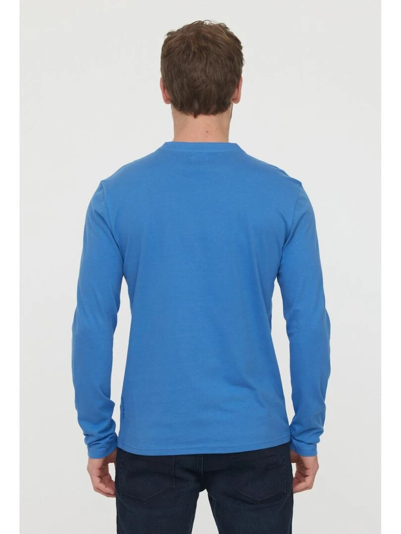 Lee Cooper   T Shirt manches longues coton regular ASILO   Bleu céladon