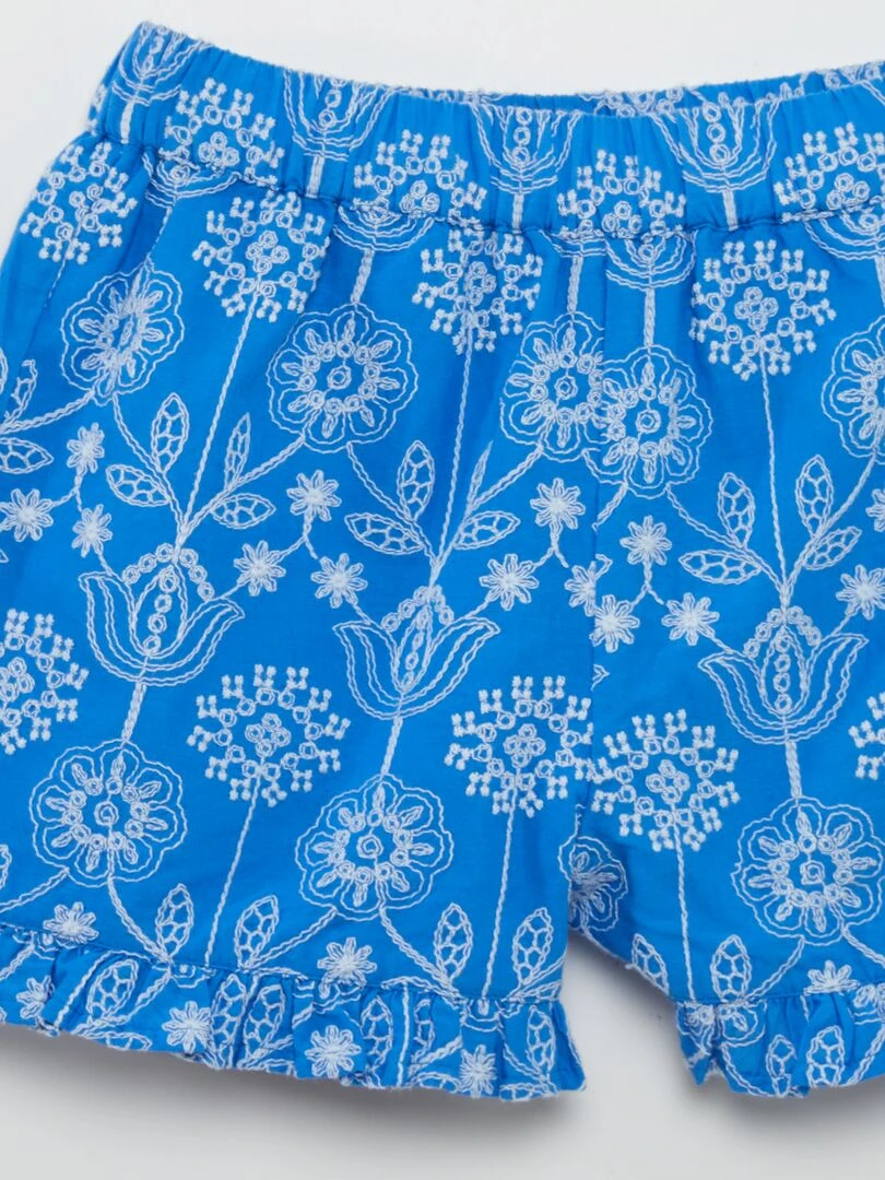 Short léger en broderie indienne   Bleu