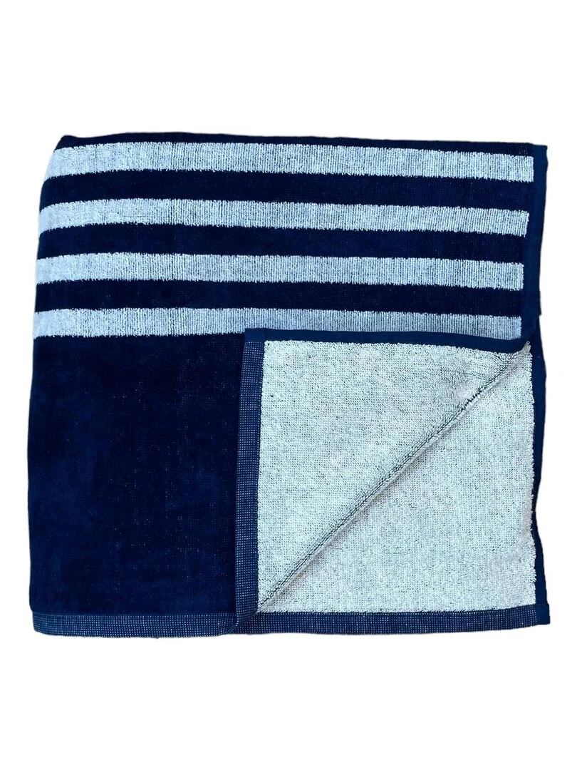 Serviette de plage éponge velours Jacquard Baltimore 140x180 400g/m²   Bleu marine