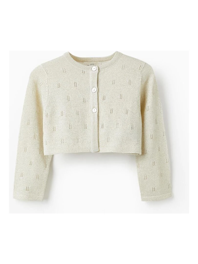 Gilet en Maille avec Fils Lurex pour Bébé Fille LETS PARTY Or rose