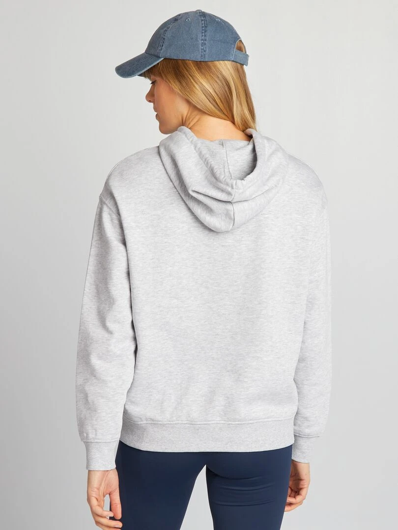 Sweat à capuche en molleton uni   Gris