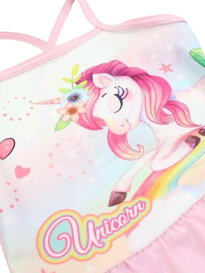 Disney   Maillot De Bain fille imprimé Unicorn Valley   Rose