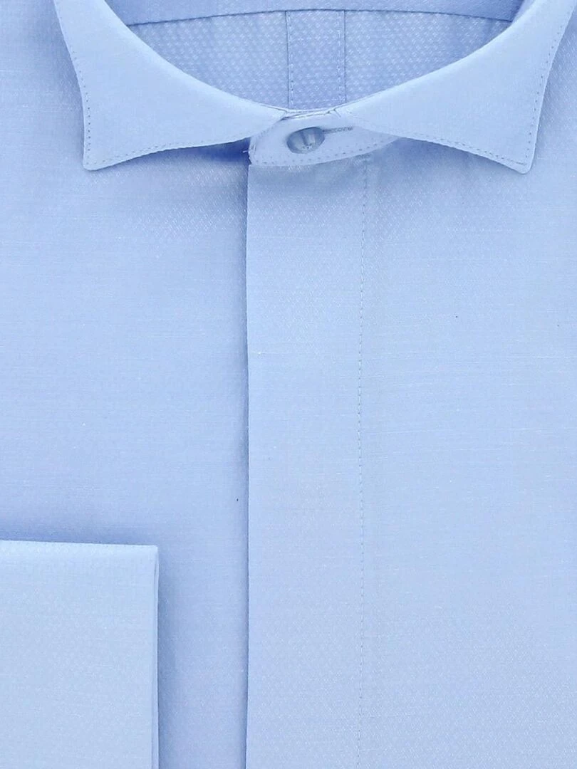 Chemise cintrée col cassé tissu armuré CROKEN   Bleu