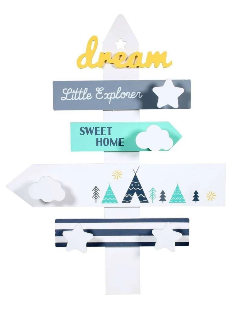 Patère décoration panneau directionnel à accrocher Blanc