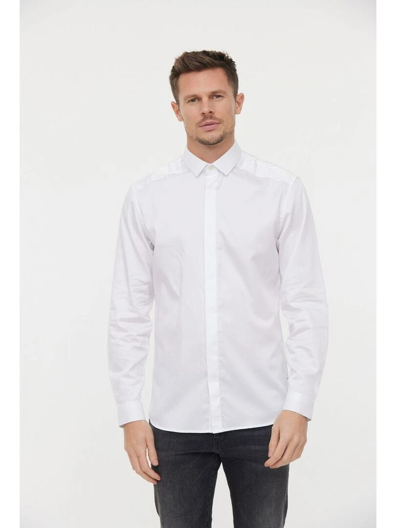 Lee Cooper Chemise manches longues coton slim DETO Blanc