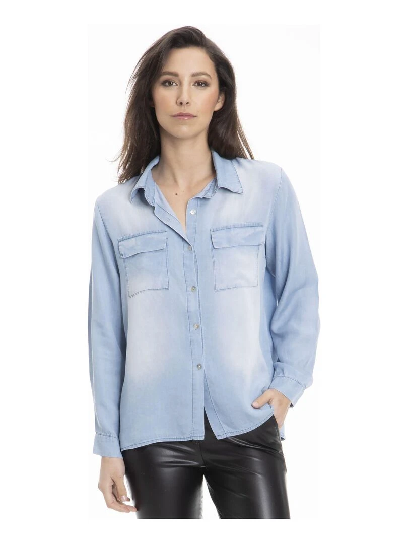 Chemise col italien CHANY Gérard Pasquier Bleu clair