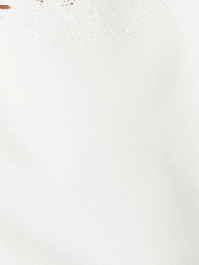 Sweat broderie et guipure   Happy D. by Damart   Blanc cassé