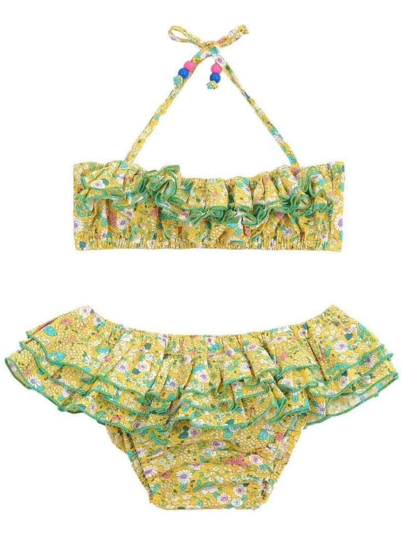 Maillot de Bain 2 Pièces Fille Fleuri Jaune & Vert SWAN 'LA FAUTE A VOLTAIRE' Jaune