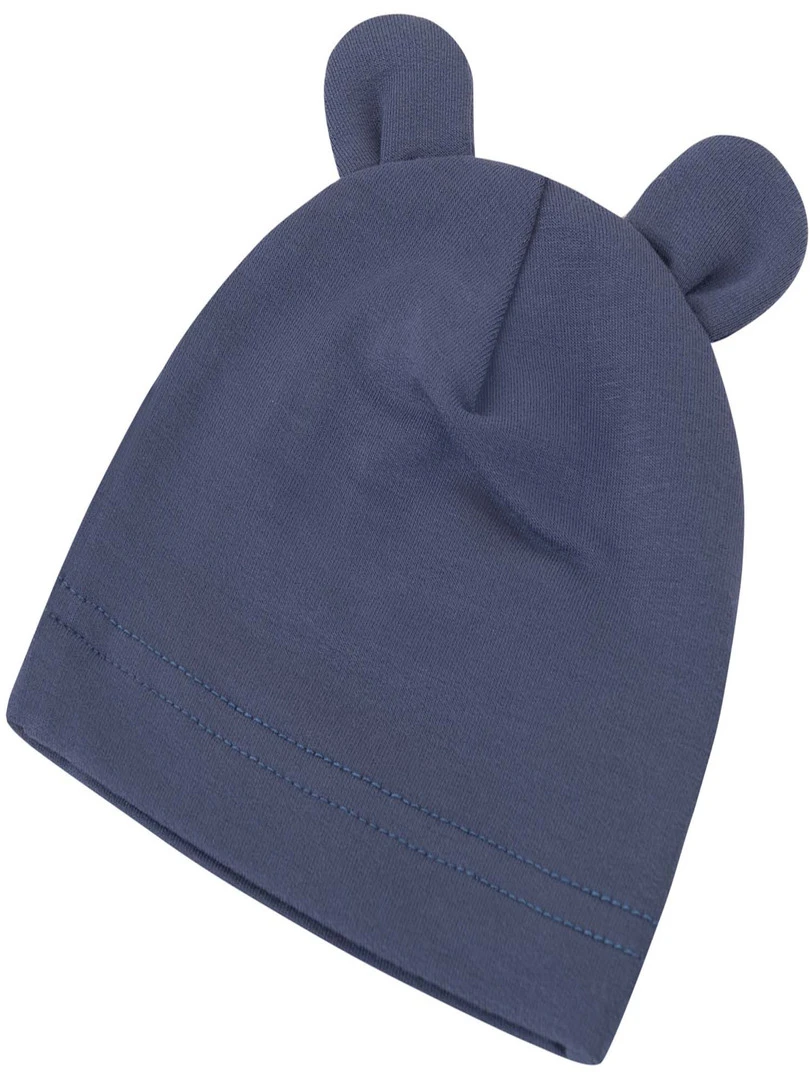 Bonnet ourson bébé en bambou Uni Bleu marine