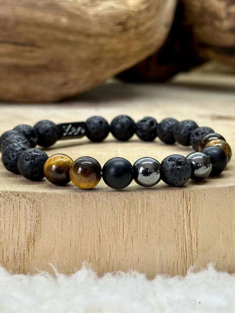 Bracelet en pierres de protection   Noir