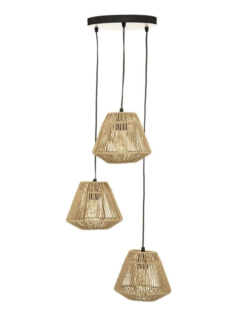 Suspension corde 3 lampes Jily naturel D20 Beige