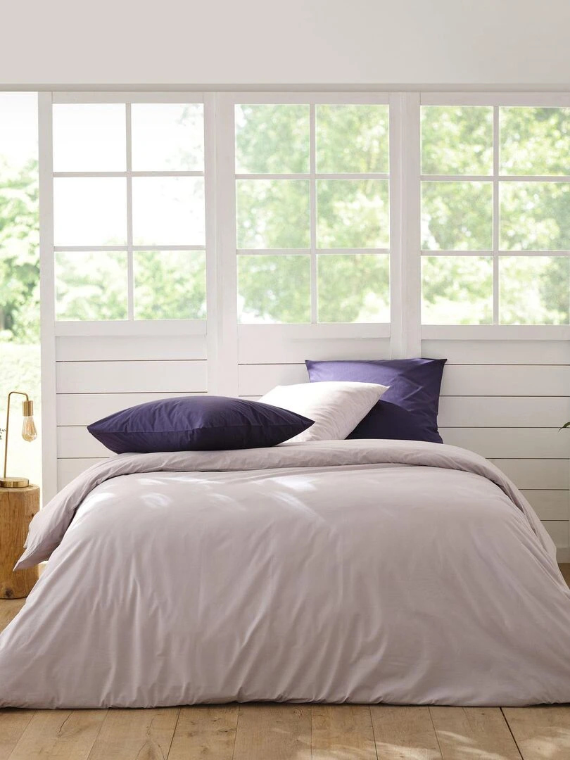 Housse de couette en percale de coton Gris clair