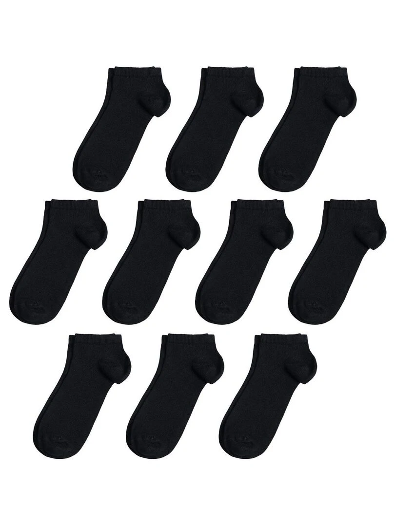 Socquettes Coton Prémium   Lot 10 Paires   Fabrication UE   Noir