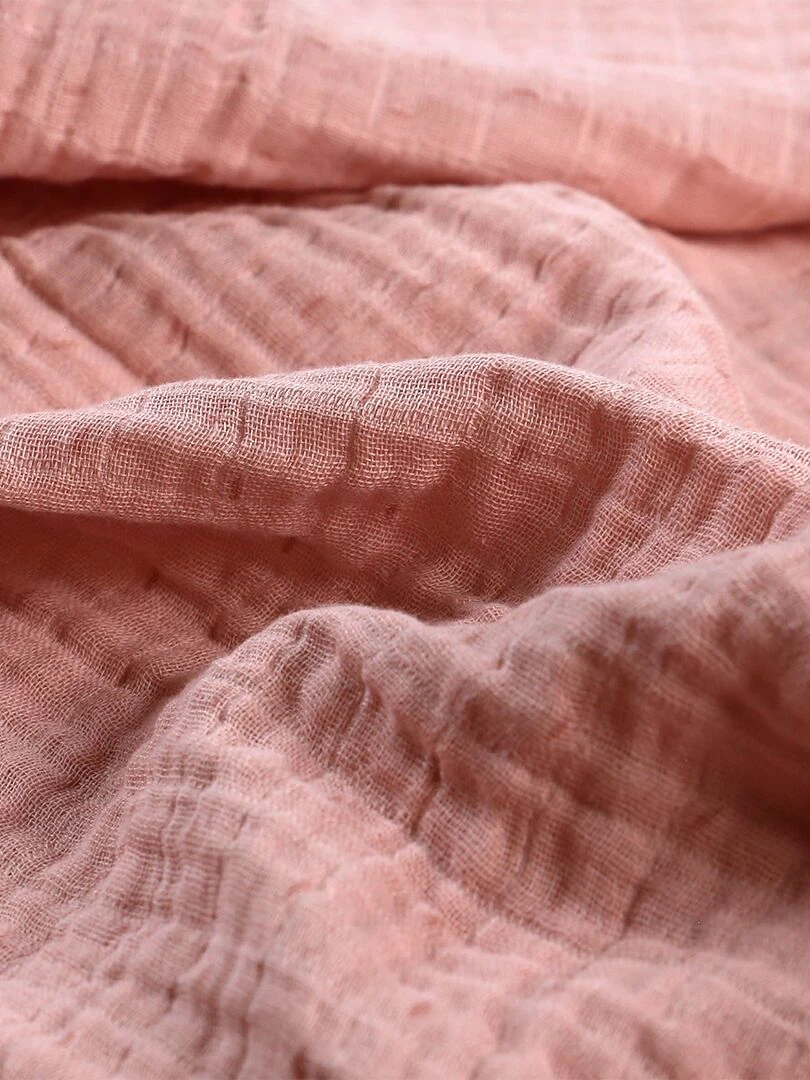 Set de 3 langes 70 x 70 cm mousseline de coton BIO  écru/rose clair   N/A