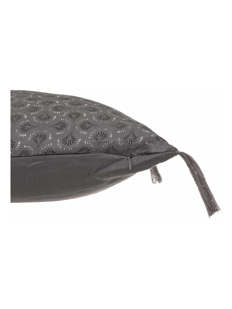Coussin imprimé en lin   Gris clair
