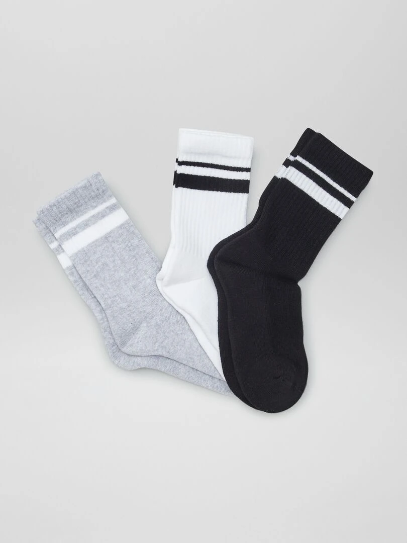 Lot de 3 chaussettes de sport Blanc/gris/noir