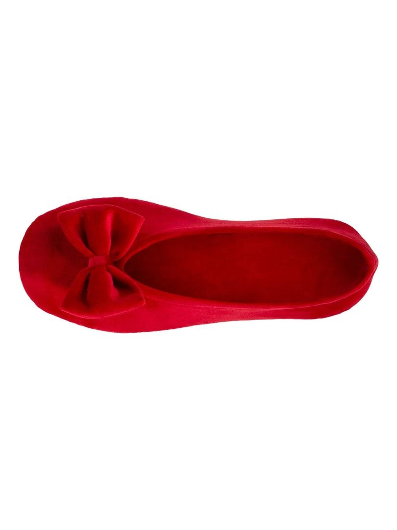 Chaussons ballerines Femme Grand Noeud Rouge Rouge