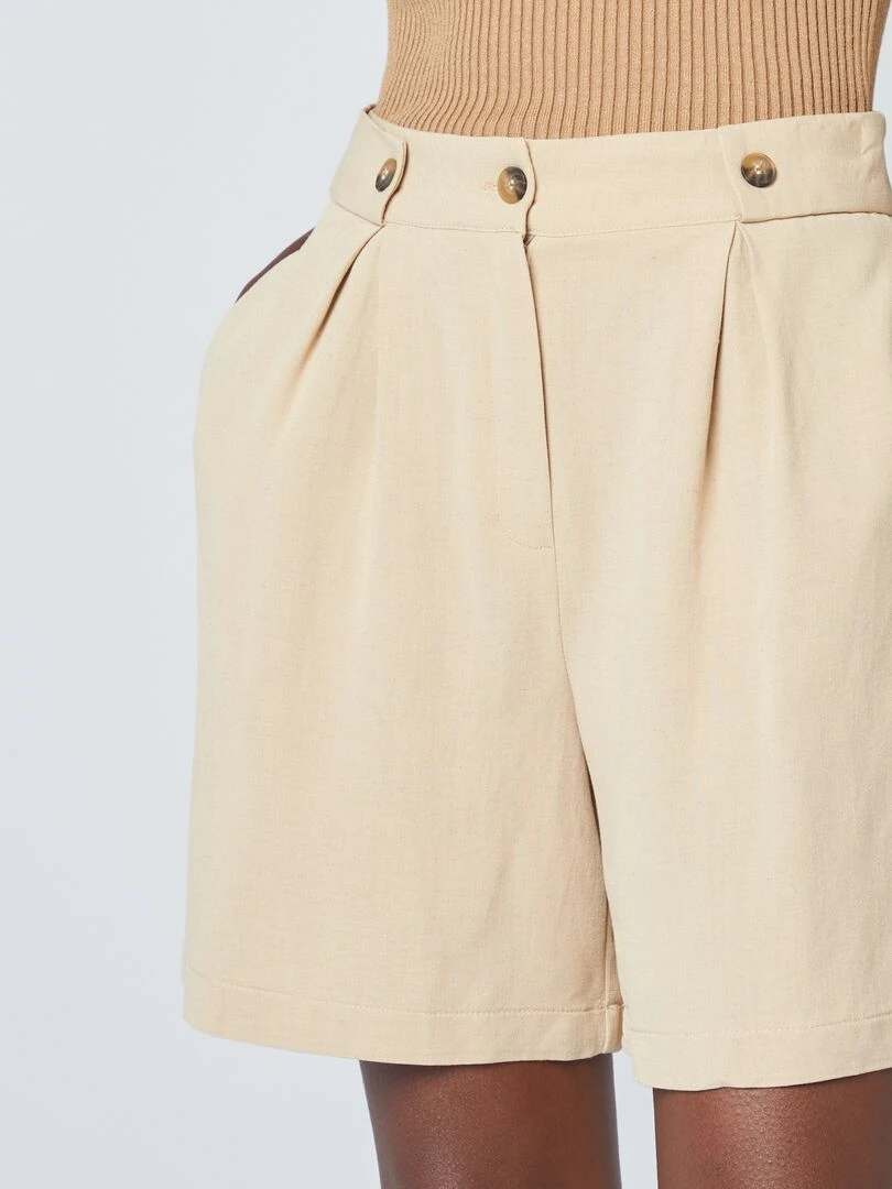 Short de tailleur en lin Beige
