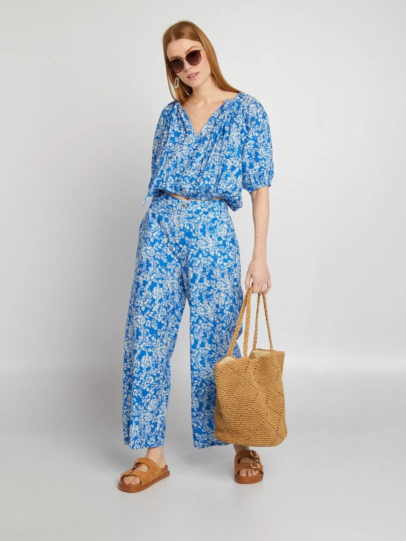Pantalon large imprimé Bleu