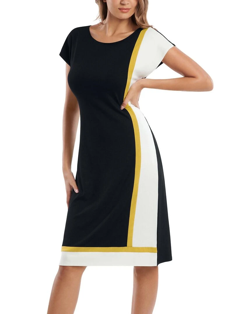 Robe estivale manches courtes Saint Tropez Noir