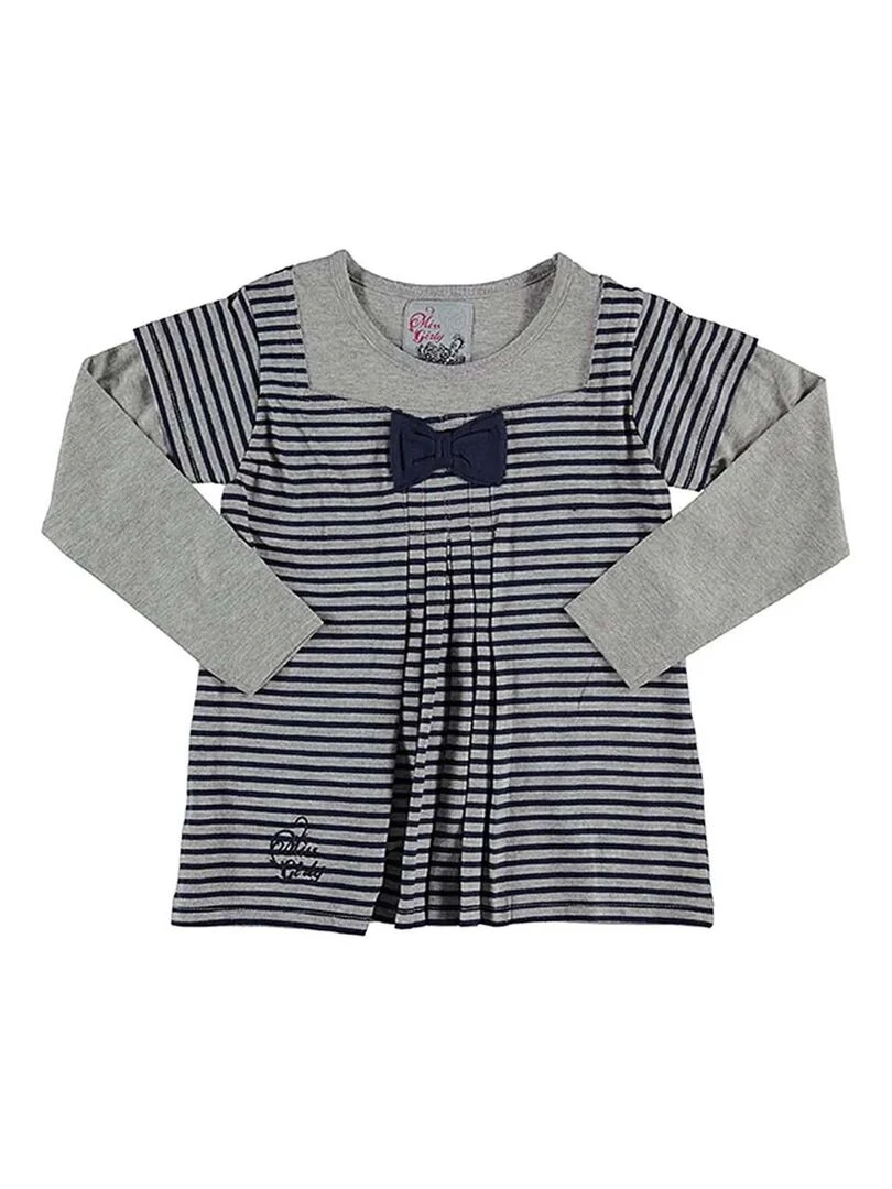 T shirt manches longues fille FASILL MISS GIRLY Bleu marine
