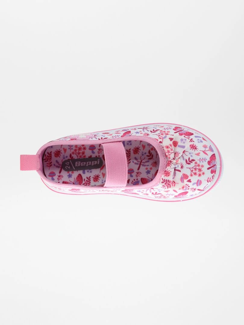 Ballerines en toile fleurie   Rose